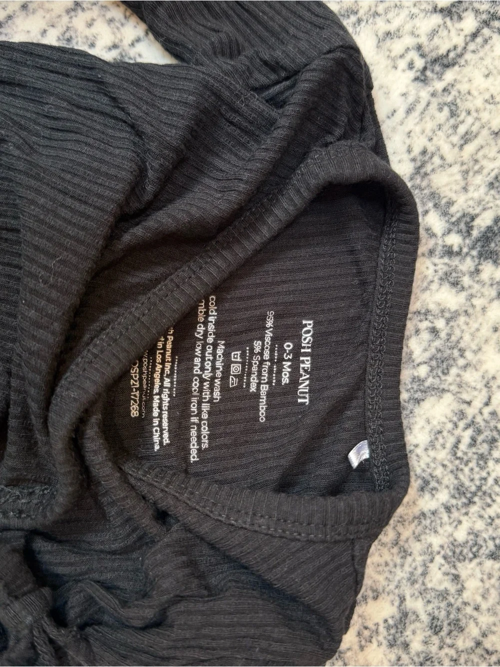 Posh Peanut Black Ribbed Baby Set - Wrap Top & Footed Pants